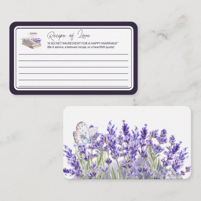 Carte D'accompagnement Amour et Lavande | Recette du message d'amour (Devant / Derrière)