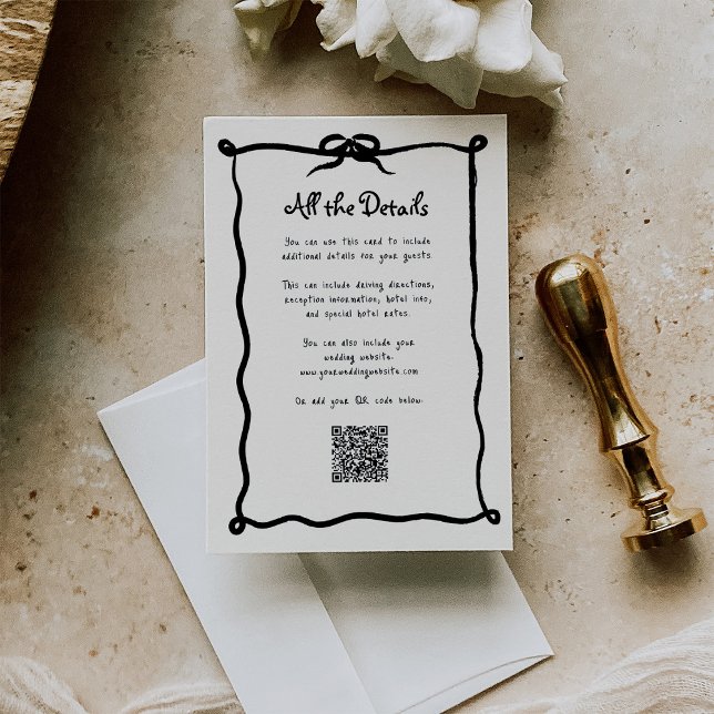Carte D'accompagnement Amour French Bow | Mariage Détails de l'invité Cod (Créateur téléchargé)