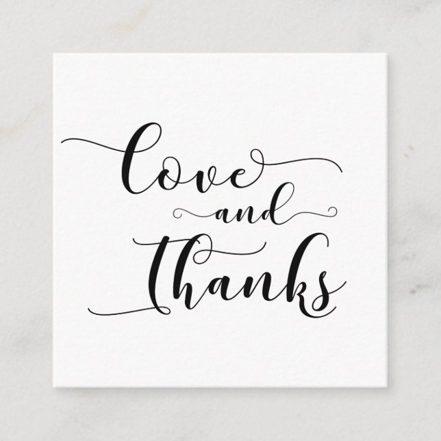Carte D'accompagnement Amour & Merci Élégante Typographie Mariage Faveur (Devant)