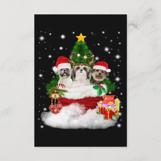 Carte D'accompagnement Amoureux des chiens | Joyeux Noël belle Shih Tzu (Devant)