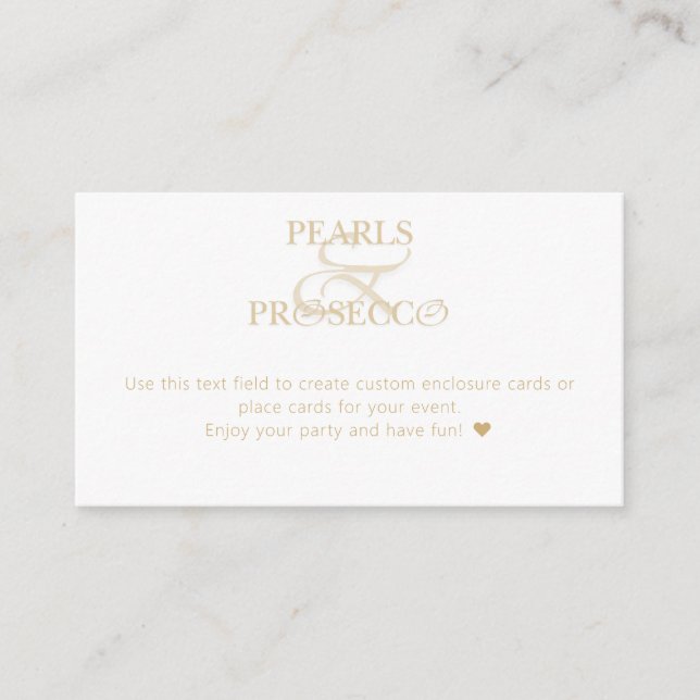 Carte D'accompagnement Ampersand White Pearls & Prosecco Fête des mariées (Devant)