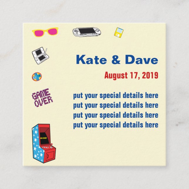 Carte D'accompagnement Amusant Retro Video Gamer 🎮 💍 Mariage (Devant)