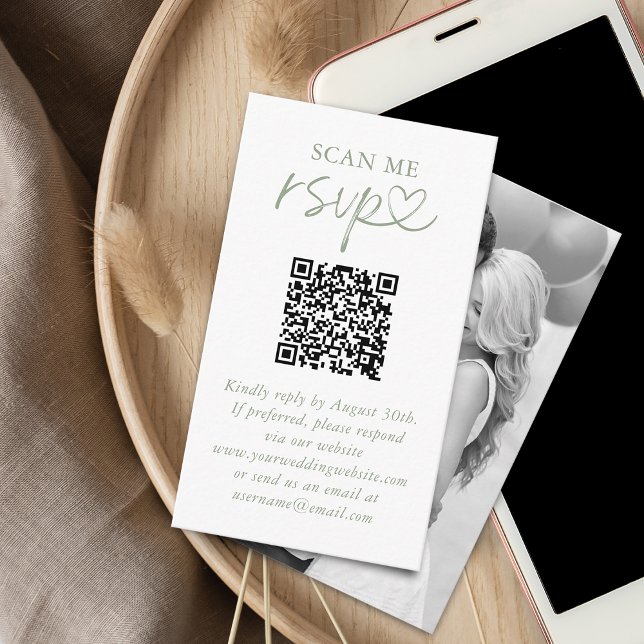 Carte D'accompagnement Analyser moi mariage RSVP QR Code photo (Scan Me Wedding RSVP QR Code Photo Enclosure Card)
