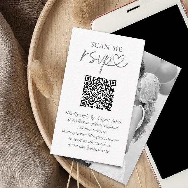 Carte D'accompagnement Analyser moi mariage RSVP QR Code photo (Scan Me Wedding RSVP QR Code Photo Enclosure Card)