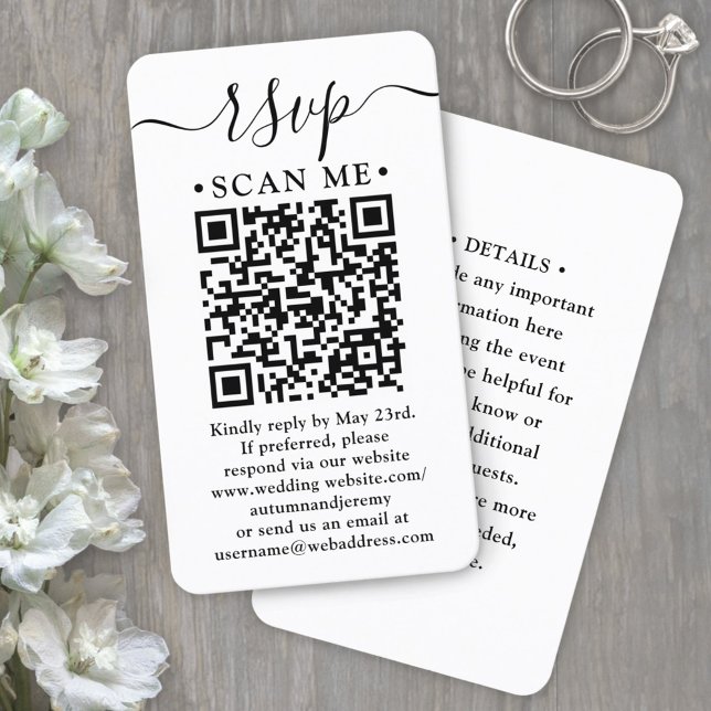 Carte D'accompagnement Analyser moi RSVP & Détails QR Code Mariage vertic (Créateur téléchargé)