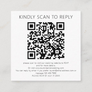 Carte D'accompagnement Analyser pour répondre QR Code Noir Blanc Mariage 