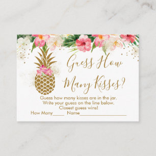 Carte D'accompagnement Ananas Floral Devinez combien de baisers jeu nupti