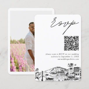 Carte D'accompagnement Ancrage Mariage moderne RSVP QR Code