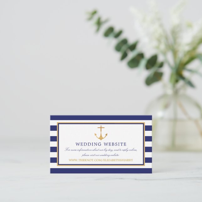 Carte D'accompagnement Ancre d'or nautique, Marine & Gold Mariage site (Debout devant)