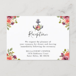 Carte D'accompagnement Ancre marine Bleue Nautique Réception de mariage f