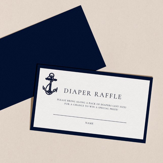 Carte D'accompagnement Ancre Nautique Baby shower Déchets Raffle (Nautical Anchor Coastal Baby Shower Diaper Raffle Enclosure Card)