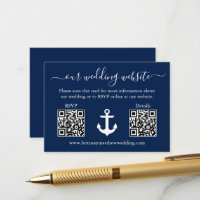 Ancre nautique bleu 2 QR RSVP Détails Mariage
