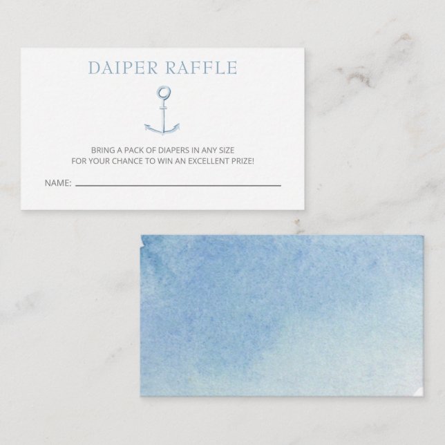Carte D'accompagnement Ancre Nautique Blue Beach Diaper Raffle (Devant / Derrière)