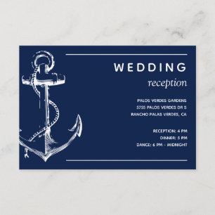 Carte D'accompagnement Ancre nautique de la Marine Réception de mariage