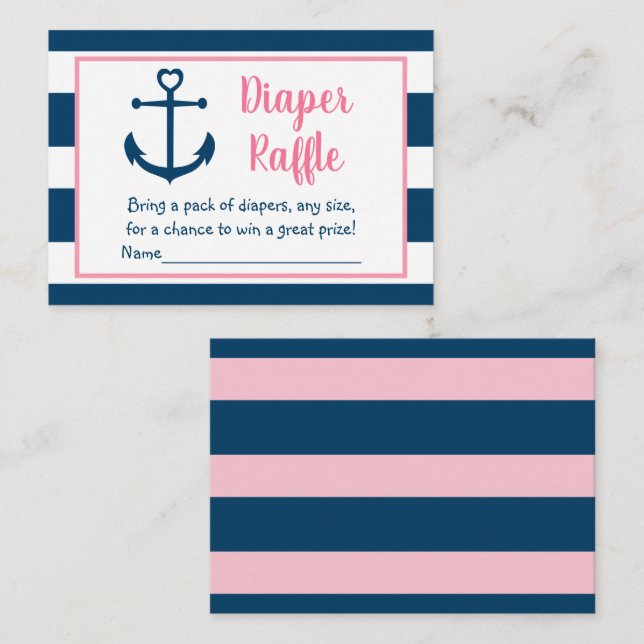 Carte D'accompagnement Ancre nautique de la Marine rose Bébé Déchets Raff (Devant / Derrière)