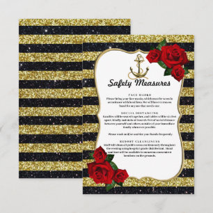 Carte D'accompagnement Ancre nautique Gold Black Stripes Mesures de sécur