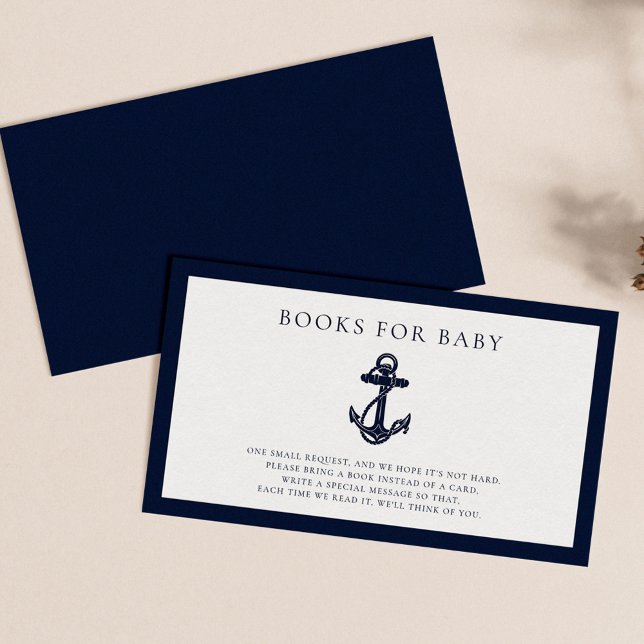 Carte D'accompagnement Ancres nautiques Baby showers Boy Books for Baby (Nautical Anchor Baby Shower Books Request Enclosure Card)