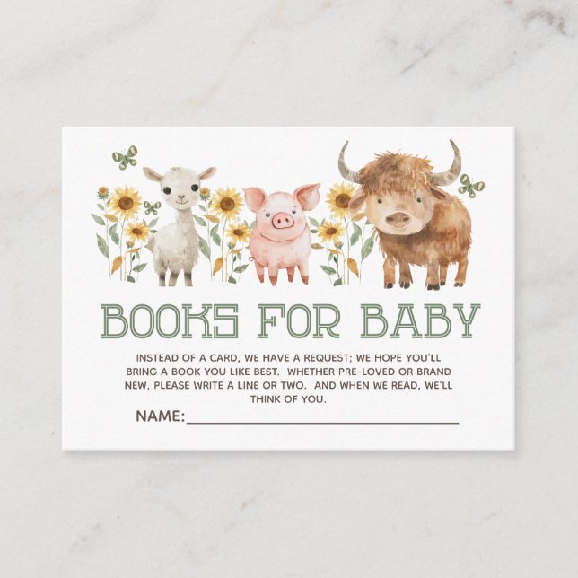 Carte D'accompagnement Animaux de ferme Highland Vache Livres Bébé (Devant)