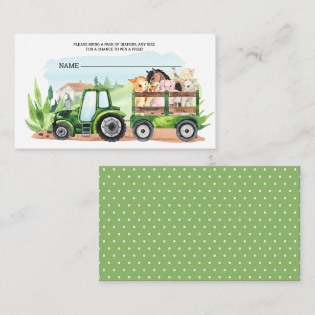 Carte D'accompagnement Animaux de ferme Tracteur vert Garçons Déchets Raf (Devant / Derrière)