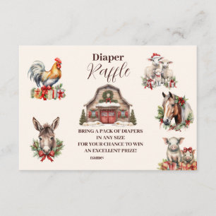 Carte D'accompagnement Animaux de la ferme d'hiver Raffle Diapper de Noël