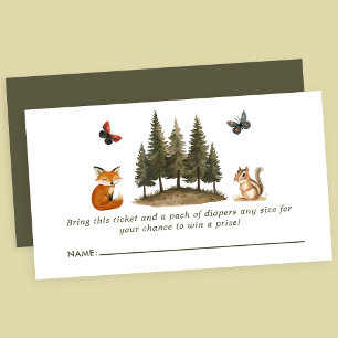 Carte D'accompagnement Animaux de la forêt de Woodland Baby Shower Diaper