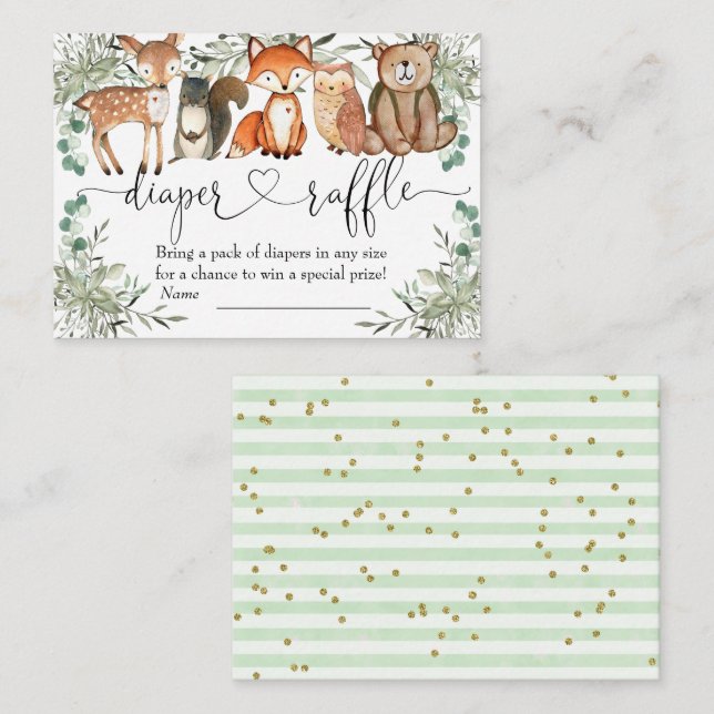 Carte D'accompagnement Animaux des bois Baby shower forestier Refus de co (Devant / Derrière)