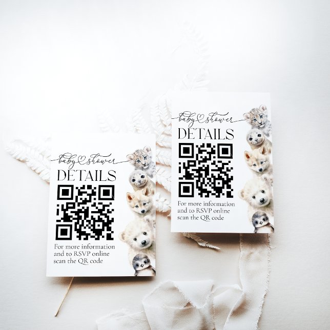 Carte D'accompagnement Animaux d'hiver Sexe Neutre Baby shower DÉTAILS (Créateur téléchargé)