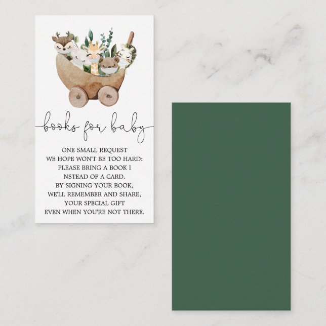 Carte D'accompagnement Animaux Green Boho Livres Pour Baby Card (Devant / Derrière)