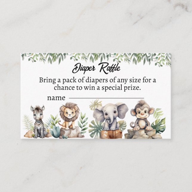 Carte D'accompagnement animaux safari sauvage un baby shower (Devant)