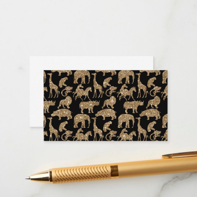 Carte D'accompagnement Animaux sauvages Safari Élégante Parties scintilla (Devant/Arrière en situation)