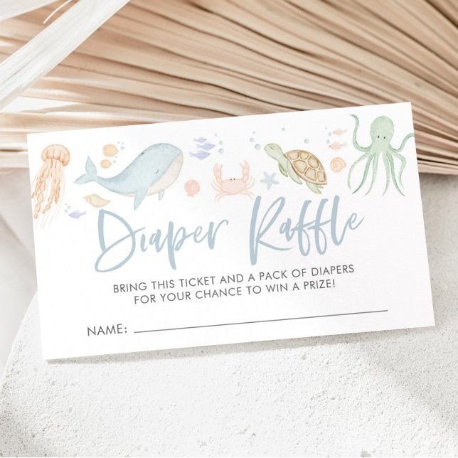 Carte D'accompagnement Animaux sous-marins Baby Shower Tirage au sort de  (Under The Sea Baby Shower Diaper Raffle Card Enclosure)