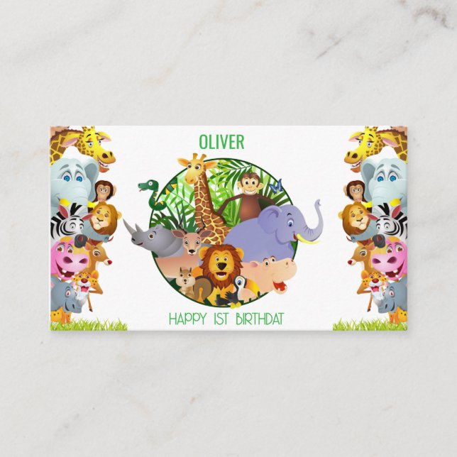 Carte D'accompagnement Animaux Wild One Jungle safari de verdure pour les (Devant)