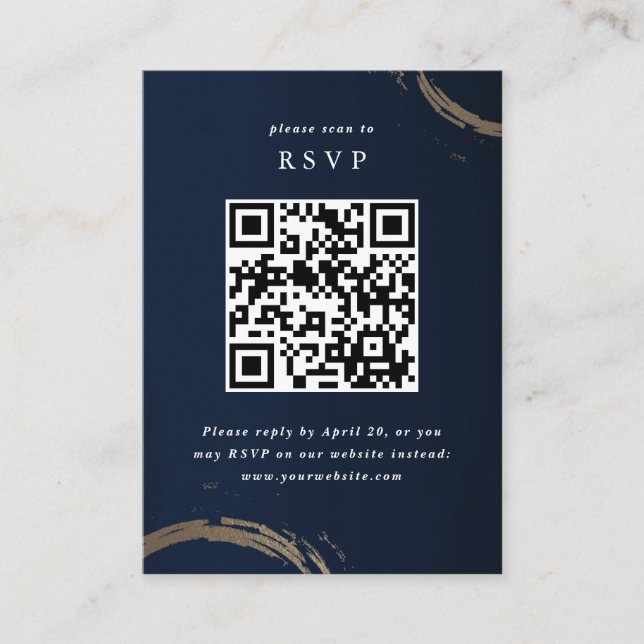 Carte D'accompagnement Anneaux de cocktails d'or RSVP avec code QR (Devant)