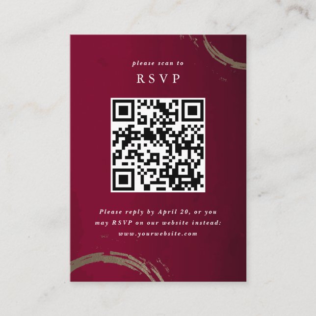 Carte D'accompagnement Anneaux de cocktails d'or RSVP avec code QR (Devant)