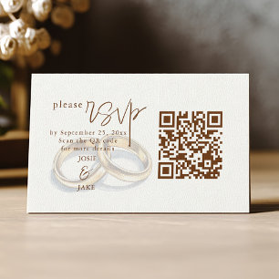 Carte D'accompagnement Anneaux de mariage en or rustiques RSVP Code QR