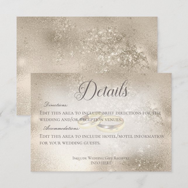 Carte D'accompagnement Anneaux de Mariage or sur Mariage or Détails (Devant / Derrière)