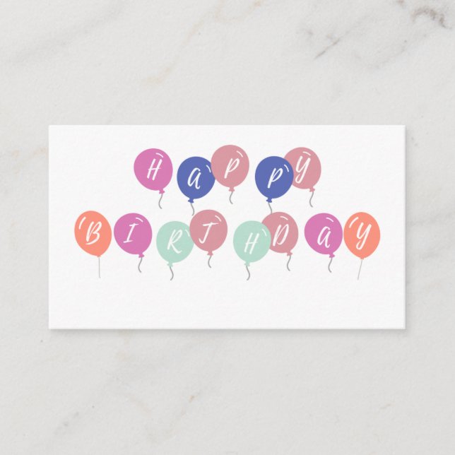 Carte D'accompagnement anniversaire heureux en ballons (Devant)