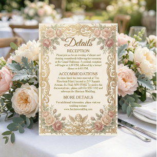 Carte D'accompagnement Antique victorienne chérubin et rose romantique vi