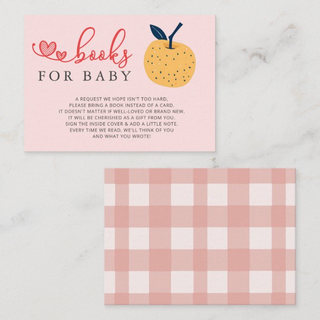 Carte D'accompagnement Apple of Our Eye Fall Baby shower Book Demande (Devant / Derrière)