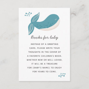 Carte D'accompagnement Apporte un livre pour bébé. animal de baleine mign
