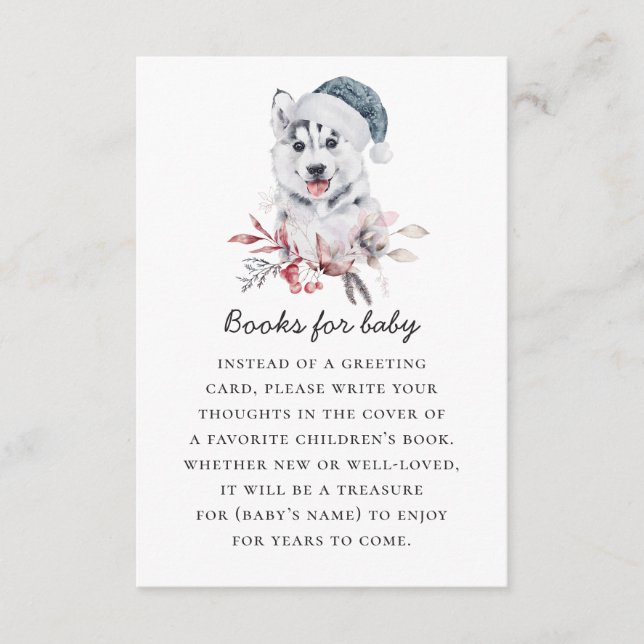 Carte D'accompagnement Apporte un livre pour bébé. Aquarelle animal d'hiv (Devant)