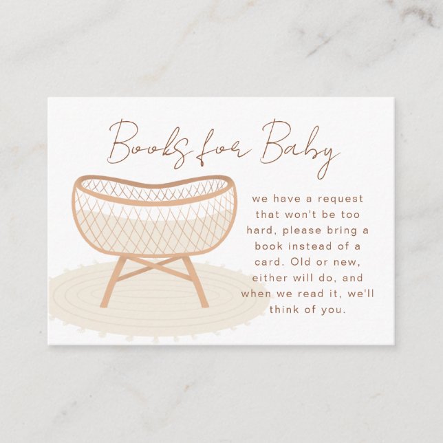 Carte D'accompagnement Apportez Un Livre Boho Nursery Baby shower Rattan  (Devant)