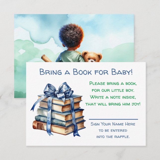 Carte D'accompagnement Apportez un livre pour bébé | BABY SHOWER (Devant / Derrière)