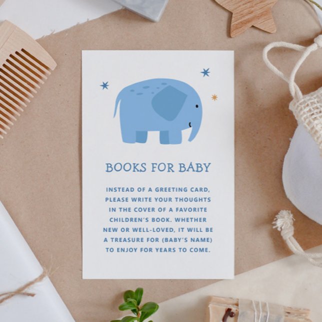 Carte D'accompagnement Apportez un livre pour bébé garçon. Beau éléphant  (Créateur téléchargé)
