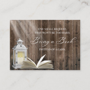 Carte D'accompagnement Apportez un livre Vintage Baby shower en bois lant