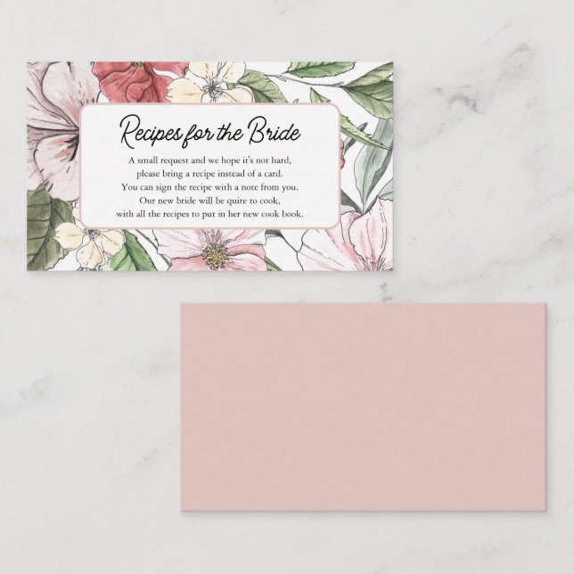 Carte D'accompagnement Apportez une recette Elégante Fête des mariées de  (Devant / Derrière)