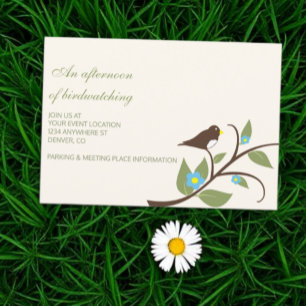 Carte D'accompagnement Après-midi d'anniversaire d'oiseau pour observer l