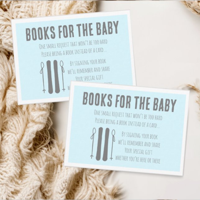Carte D'accompagnement Apres Ski Hiver Thème Bleu Livres Pour Bébé (Créateur téléchargé)