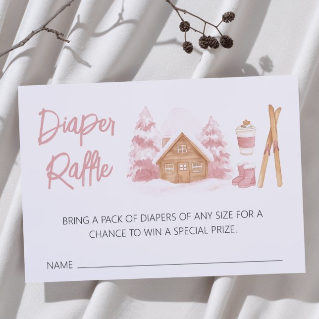 Carte D'accompagnement Apres Ski Pink Baby shower Diaper Raffle (Créateur téléchargé)