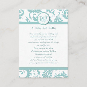 Carte D'accompagnement Aqua et blanc Damas Aqua Trim Wishing well